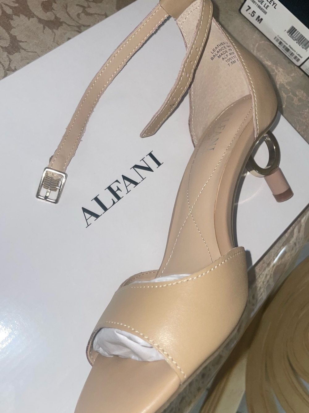 Alfani Nude Beige Ankle-Strap Open-Toe Heels